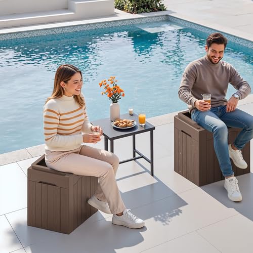 30 Gallon Resin Deck Box 2 Pack Outdoor Indoor Waterproof Storage Box for Patio Furniture Pool Accessories Storage for Cushion Garden Tools