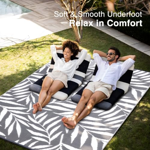 Outdoor Rug 9x12 ft Waterproof Reversible Leaf Mat