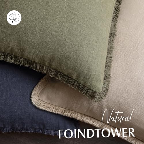Decorative Linen Fringe Throw Pillow Covers 18×18 Inch (2 Count)