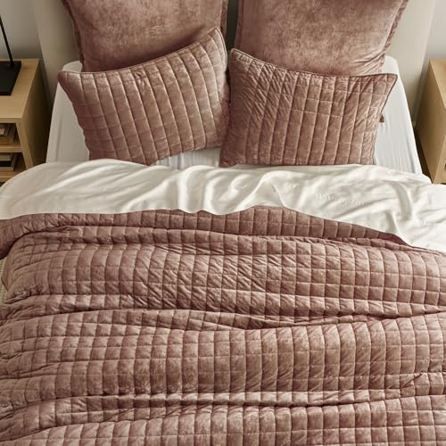 Channel Box Stitch Velvet Quilt Set
