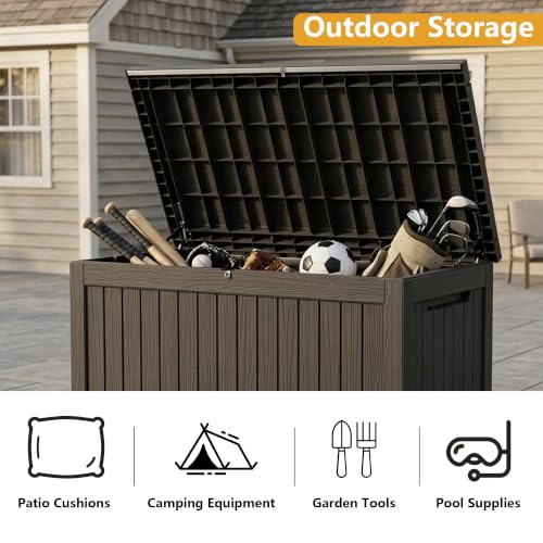 280 Gallon Outdoor Storage Box Waterproof Lockable Resin Deck Box Large