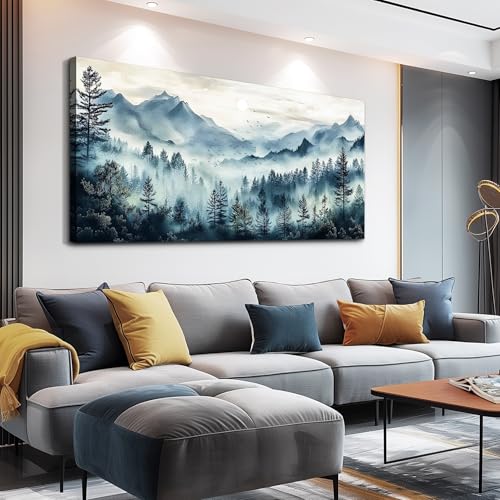 Canvas Wall Art For Living Room Large Wall Decor For Office Bedroom Decorations Foggy Forest Painting Artwork Room Wall Mural Aesthetic Home Decor 30x60 In