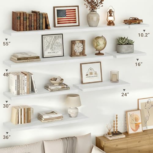 10 Inch Deep Floating Shelves for Wall 55” Set of 2 (2 Count)