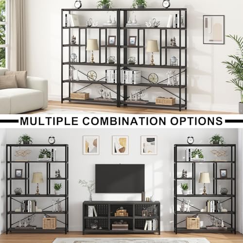 6 Tier Industrial Bookshelf for Bedroom Living Room Office