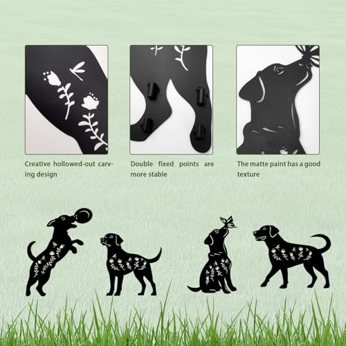 4 Pack Dog Metal Garden Decorative Stakes (4 Count)