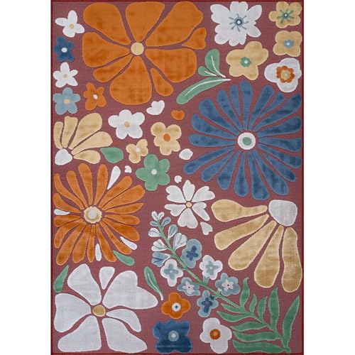 Outdoor Rug 9x12 Large Modern Floral Tropical Area Rugs for Outdoor and Indoor Patio Easy to Clean Non Shedding Living Room Porch Garden Washable Outside Carpet (108 Sq Ft)
