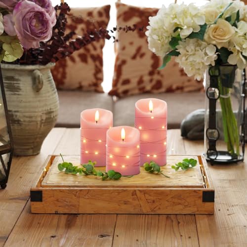 Flameless Candles with String Lights (3 Count)