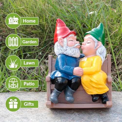 Kiss Garden Gnome Statue Couple in Love Collectible Figurine Nome Lover Couple Statues Indoor Outdoor Yard Home Décor