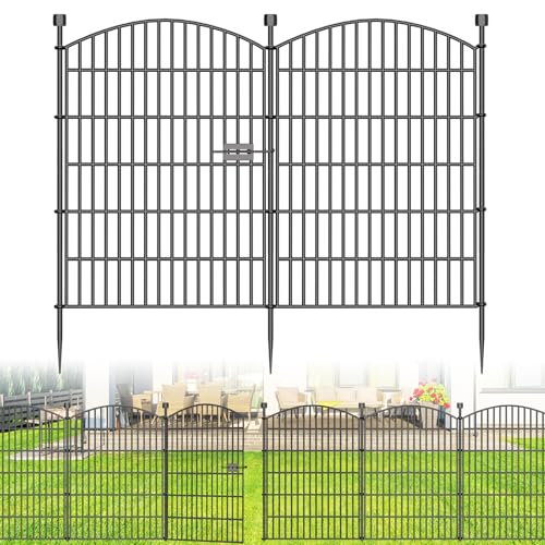10 Panel No Dig Decorative Garden Fence with Gate 40"H x 23.6'L Dog Barrier (8.2 Sq Ft)