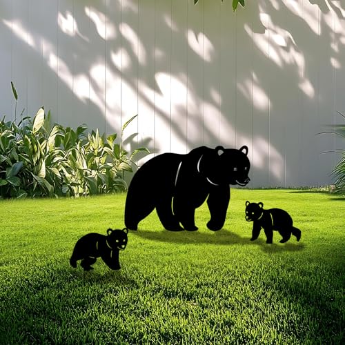 3 Pack Bear Metal Garden Decorative Stakes (3 Count)