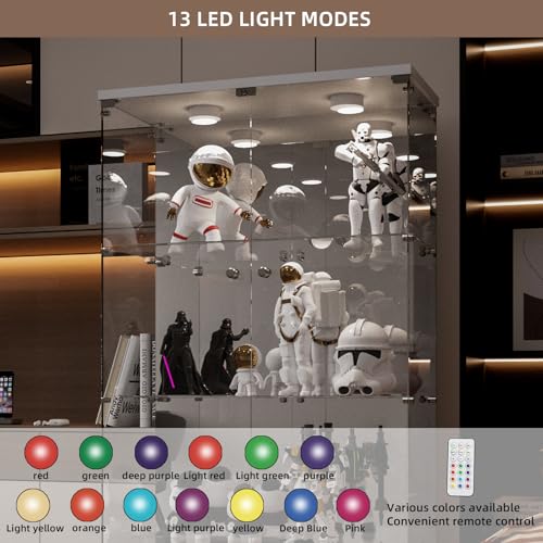 White Glass Display Cabinet with LED&Mirror