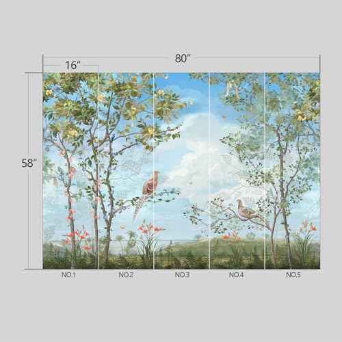 Chinoiserie Wallpaper Background Birds and Sky wall Mural Peel and Stick Wallpaper for Bedroom Living Room