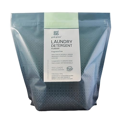 3-in-1 Laundry Detergent Powder, 4lbs -100 Loads, Fragrance Free, Plant and Mineral Based, Superior Cleaning Power, Stain Remover, Brightens Clothes, Packaging may vary (4 Ounce)