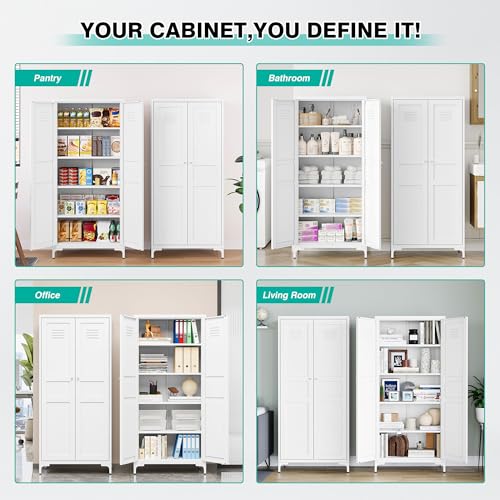 Metal Storage Cabinet with Doors and Shelves