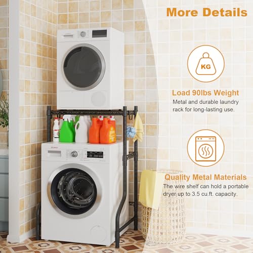 U16 Upgraded Washer Dryer Stacking Rack for Narrow Laundry Room