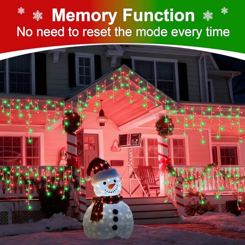 Red and Green Icicle Lights for Outside (33 Foot)