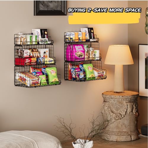 Stackable Wire Basket 3 Tier Countertop& Wall Mounted Metal Storage Basket for Kitchen Pantry Cabinet