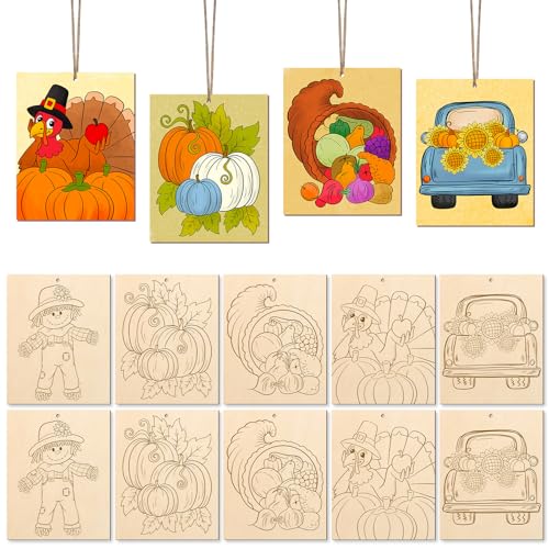 10PCS Large Thanksgiving Unfinished Wood Crafts to Paint for Adults
