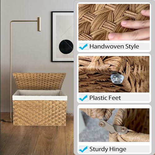 Large Wicker Storage Basket with Lid