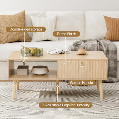 Coffee Table with Fluted Drawer