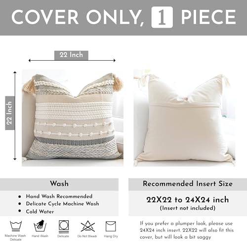 Gray Boho Throw Pillow Cover 22x22