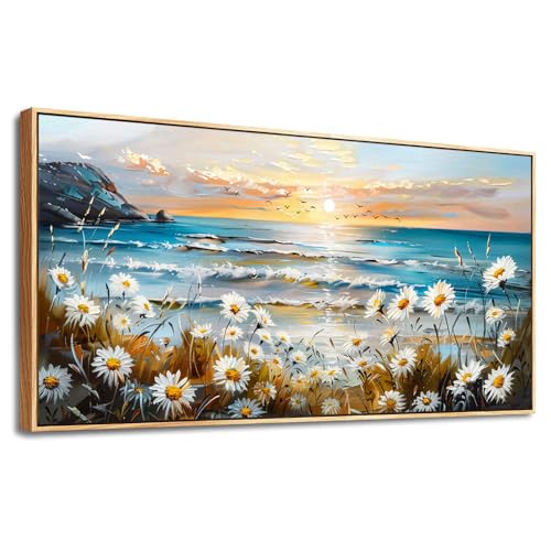 Large Canvas Print Wall Art Farmhouse Bedroom Wall Decor For Living Room Restaurant Office Flowers Marine Landscape Painting Nature Beach picture Artwork Poster Modern Home Decor 24x48 In