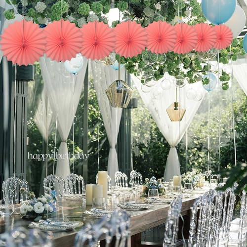 Pink Decorations for Party Pink Hanging Paper Round Fans Bulk 12inch DIY