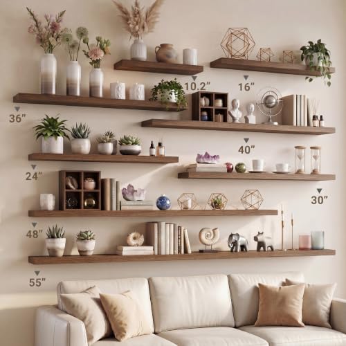 10 Inch Deep Floating Shelves for Wall 48” Set of 2 (2 Count)