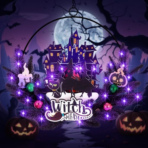 Lighted Halloween Wreaths for Front Door