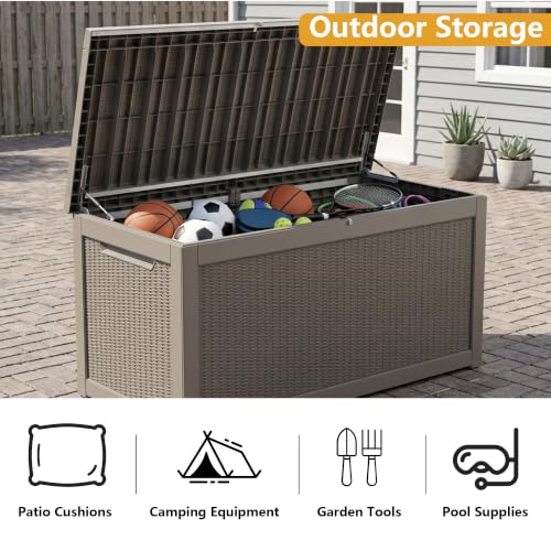 325 Gallon Outdoor Storage Box Waterproof Lockable Resin Deck Box Large