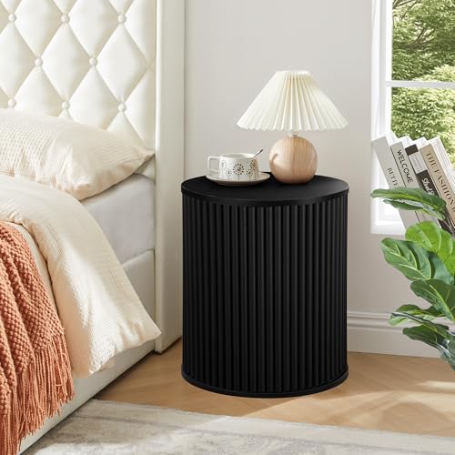 Small Round Side Table Fluted Night Stand Set of 2 (2 Count)