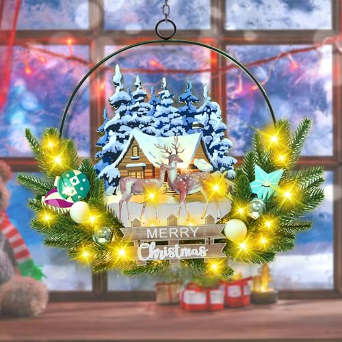 Pre Lit Christmas Wreath for Front Door