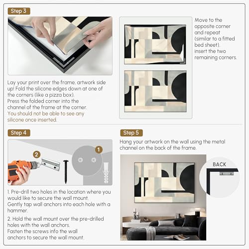 46"x72" Extra Large Framed Wall Art Modern Neutral Abstract Geometric in Black and Beige
