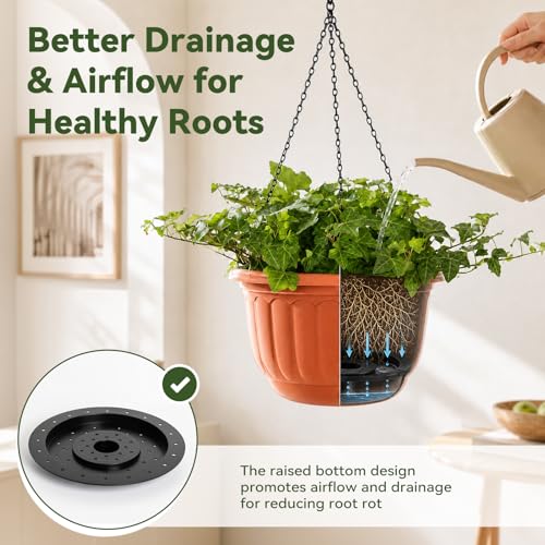 12 Inch Hanging Planters for Outdoor Plants (2 Count)