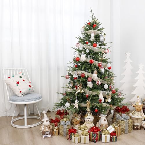 34PCS Red White Christmas Ball Ornaments Set for Tree Decorations (34 Count)