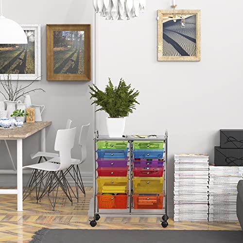 12 Drawers Rolling Utility Cart Organizer