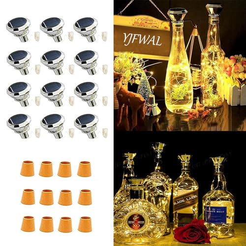 Upgraded 12 Pack Diamond Solar Wine Bottle Lights (6.5 Foot)