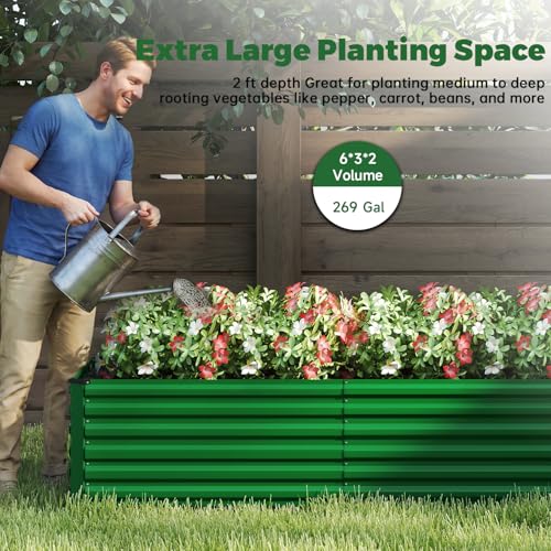 6x3x2ft Outdoor Metal Raised Garden Bed (2 Count)