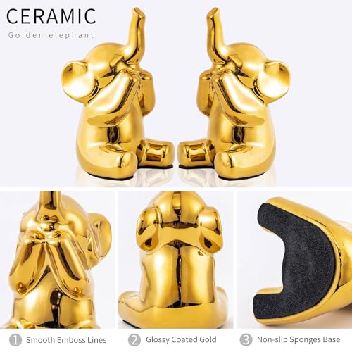 Pair of Small Gold Elephant Figurines (2 Count)