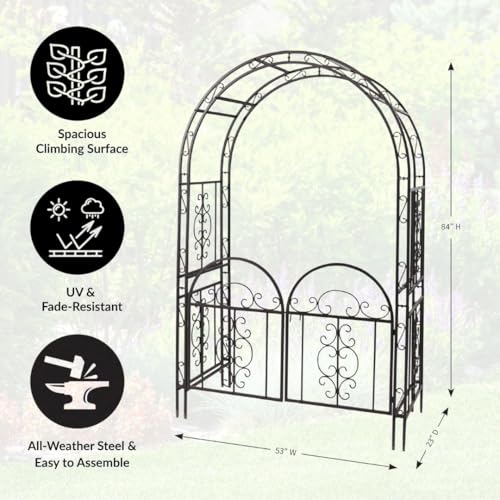 Arch Metal Outdoor Garden Arbor Double Gate