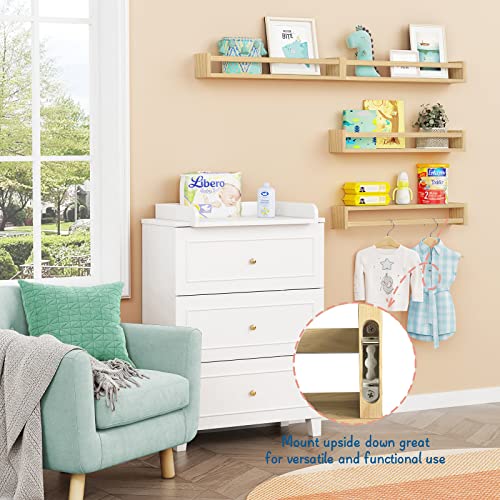 Natural Wood Nursery Bookshelves for Wall (4 Count)
