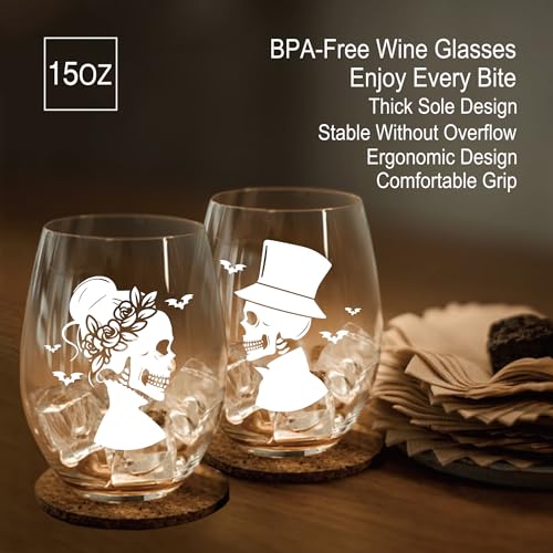 Skull Wine Glass 2 Piece with Gift Box