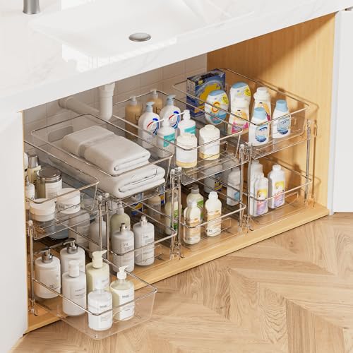4 Pack Pull Out Bathroom Under Sink Organizer (4 Count)