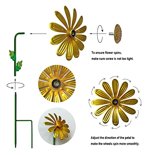 Set of 3 Metal Daisy Garden Stakes (3 Count)