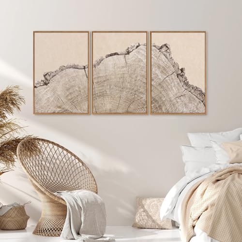 Large Tree Ring Framed Canvas Wall Art Set (3 Count)
