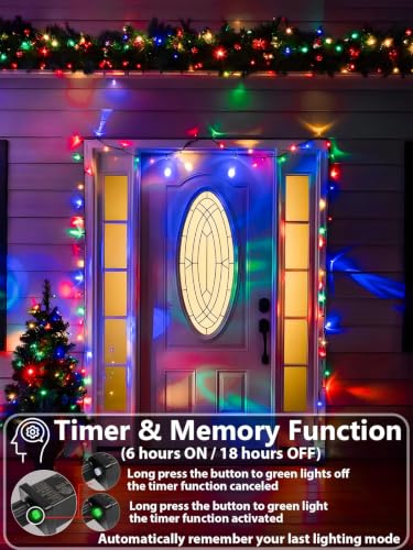 2 Pack Extendable Christmas String Lights Indoor Outdoor 200 LED Multicolor