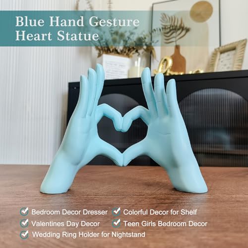 Blue Heart Hands Sculpture Decor