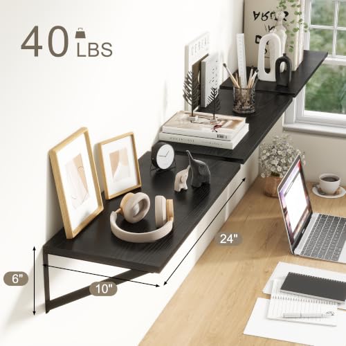 Black Floating Shelves 24 Inch Long