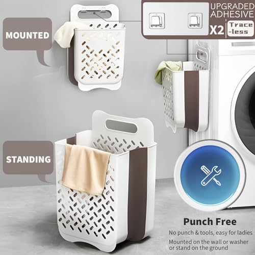 Plastic Collapsible Hanging Laundry Baskets with Carry Handle (2 Count)