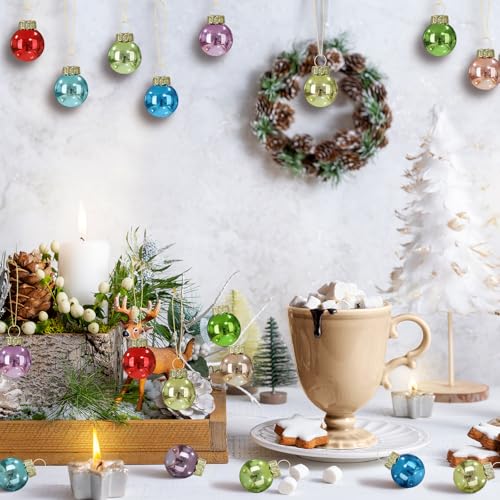 32 Pcs 1'' Mini Glass Christmas Ornament (32 Count)